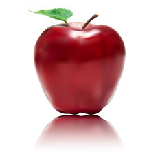Red apple on white background