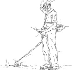 Man cutting grass