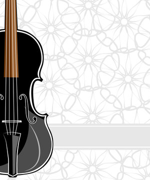 Black violin on floral background