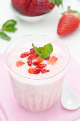 strawberry yogurt and fresh strawberries