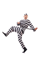 Convict criminal in striped uniform