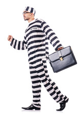Convict criminal in striped uniform