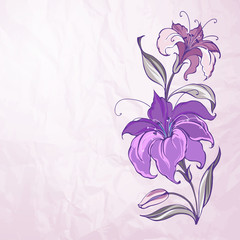 Abstract background with blooming lilies