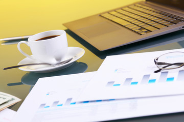 Business papers on the work place