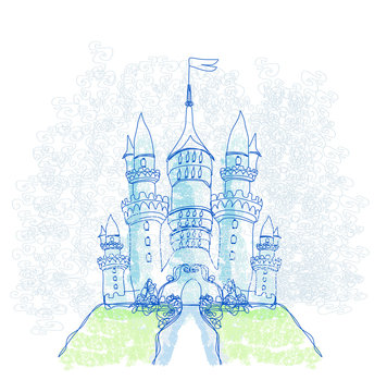 Doodle Sketchy Castle Vector Illustration