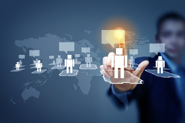 Image of male touching icon of social network