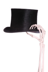 old hat with skeleton hand