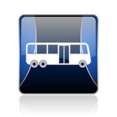 bus blue square web glossy icon