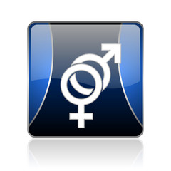 sex blue square web glossy icon