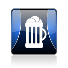 beer blue square web glossy icon