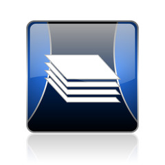 layers blue square web glossy icon