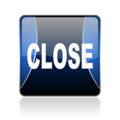 close blue square web glossy icon
