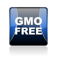 gmo free blue square web glossy icon