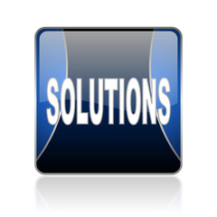 solutions blue square web glossy icon