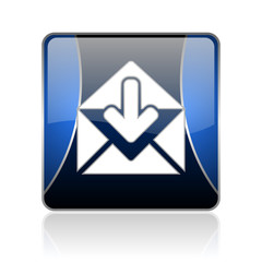 mail blue square web glossy icon