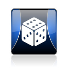 dice blue square web glossy icon