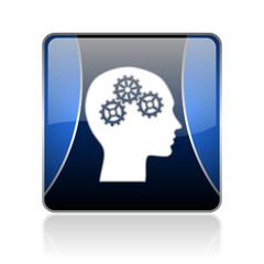 head blue square web glossy icon