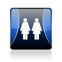 couple blue square web glossy icon