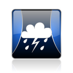 weather forecast blue square web glossy icon