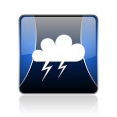 weather forecast blue square web glossy icon