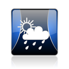 weather forecast blue square web glossy icon