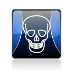 skull blue square web glossy icon