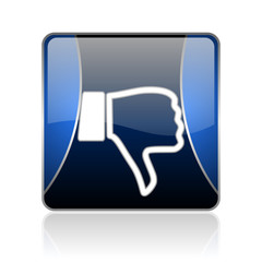 Fototapeta premium thumb down blue square web glossy icon