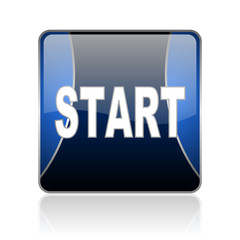 start blue square web glossy icon