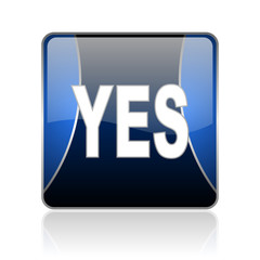yes blue square web glossy icon