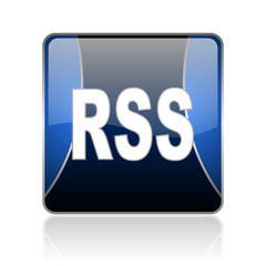 rss blue square web glossy icon