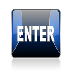 enter blue square web glossy icon
