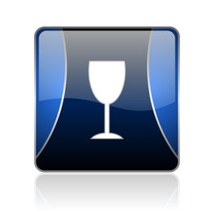 glass blue square web glossy icon