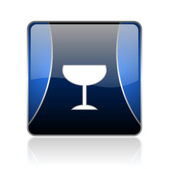 glass blue square web glossy icon