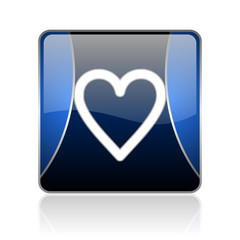 heart blue square web glossy icon
