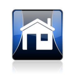 home blue square web glossy icon