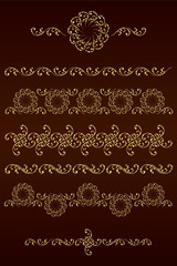Set of vector borders with floral elements