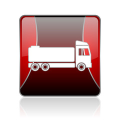 truck red square web glossy icon