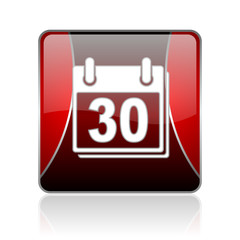 calendar red square web glossy icon