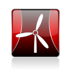 windmill red square web glossy icon