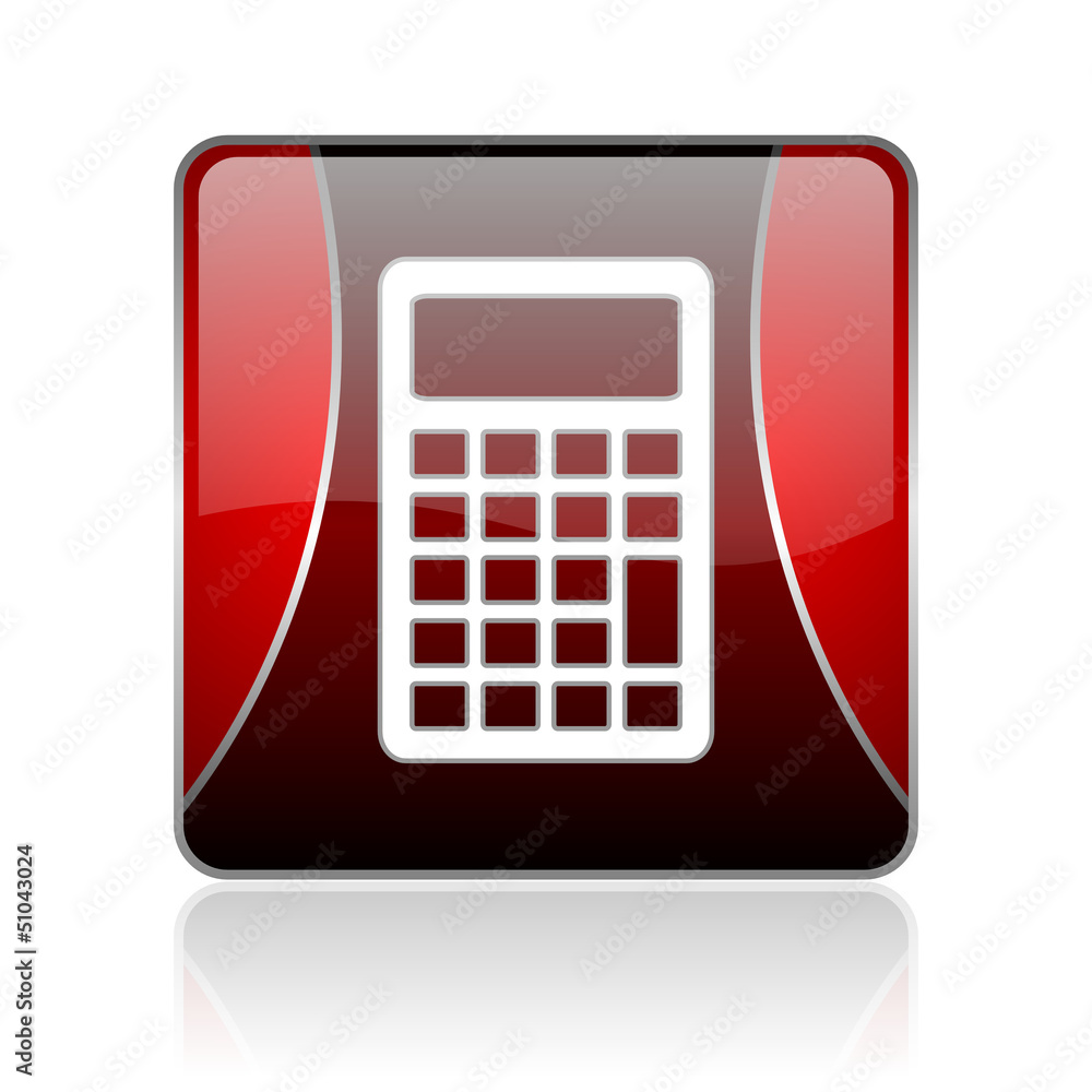 Poster calculator red square web glossy icon