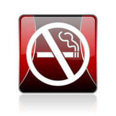 no smoking red square web glossy icon