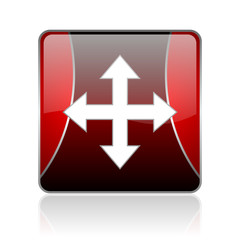 arrows red square web glossy icon
