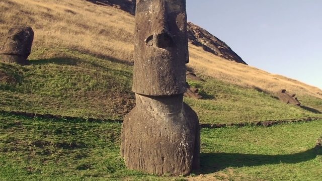 Several moai at Rano Raraku on Easter Island