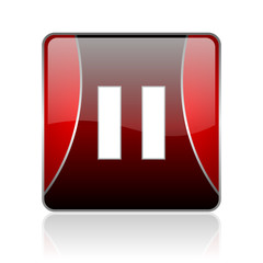 Obraz premium pause red square web glossy icon