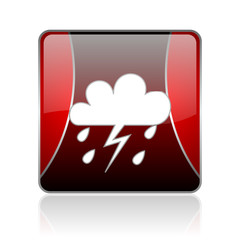 weather forecast red square web glossy icon