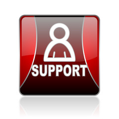 support red square web glossy icon