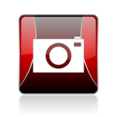 camera red square web glossy icon