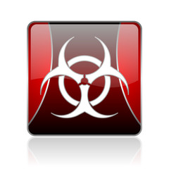 virus red square web glossy icon