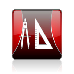 e-learning red square web glossy icon