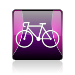 bicycle violet square web glossy icon